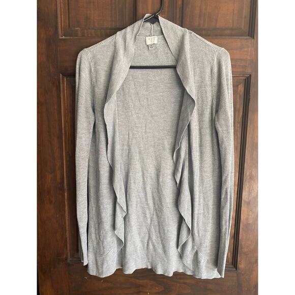 A New Day S Gray Open Front Cardigan Sweater Viscose Nylon Modal - Picture 2 of 7